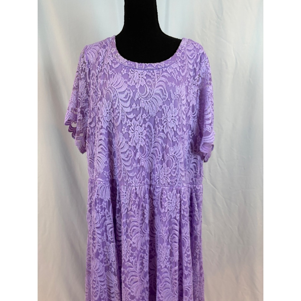 Torrid Lavender Purple Floral Lace Short Sleeve Empire Waist Maxi Dress Size 4 - Picture 3 of 13